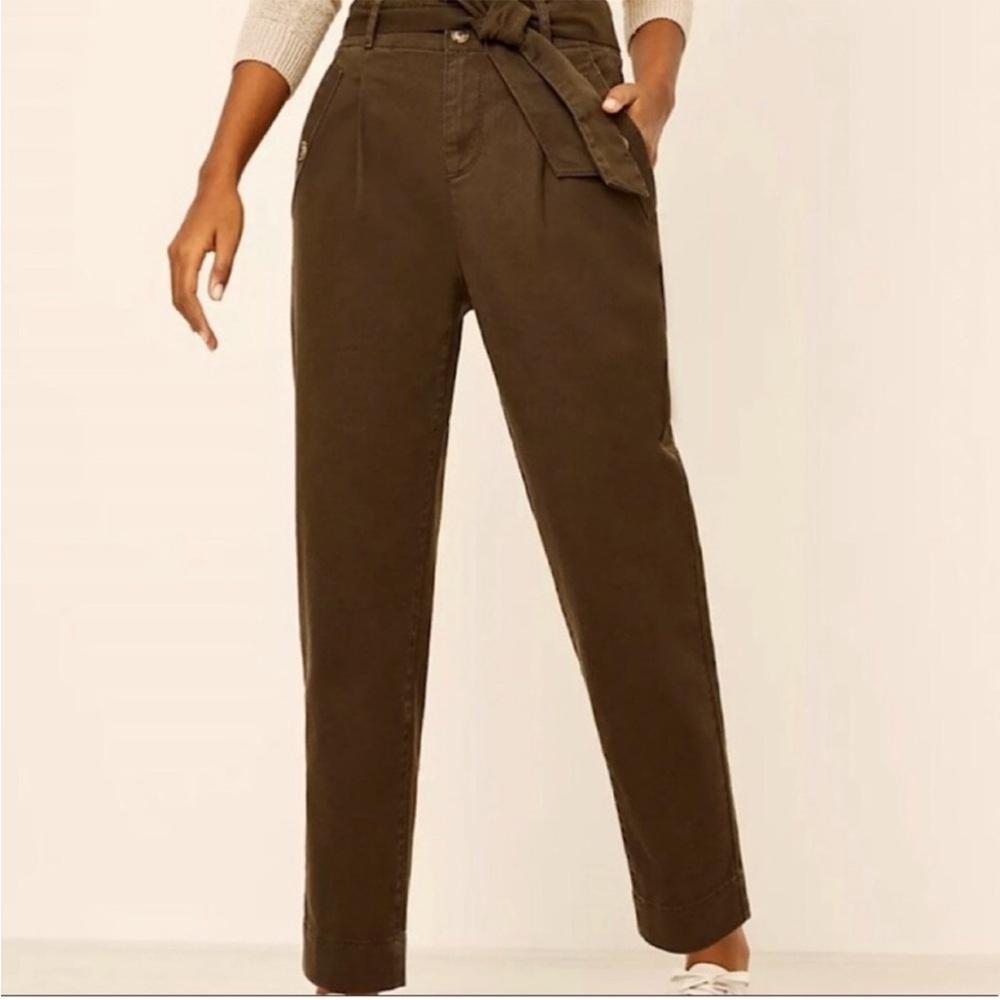 LOFT Dark Brown Tie-Waist Trousers